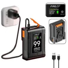 Carregador De Câmera Bateria V-mount 99wh 6800mAh 14.8v Display LED inteligente de tensão e potência Usb E D-tap