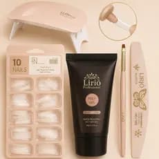 Kit Polygel Poligel Tips Lixa Curva Pincel Profissional Alongamento Unha Rápido e Prático