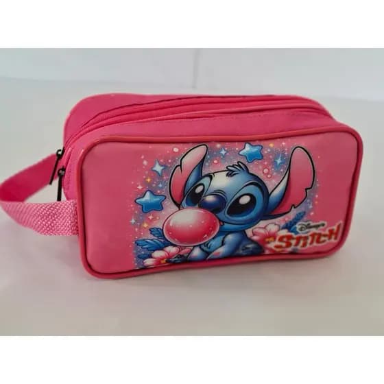 Estojo Escolar Grande Lilo Stitch  e capivara Compartimentos Infantil Kids Escola Material Lapis