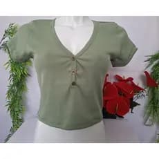 Blusa Feminina  Decote Redondo Botões Blusinha Casual Trabalho Dia a Dia tamanho único
