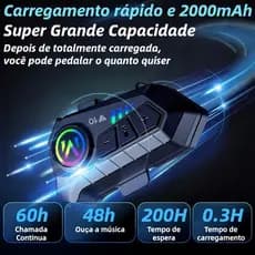 Intercomunicador para Capacete de Moto Y10 Bluetooth 5.3 Impermeável Longa Duração de Bateria