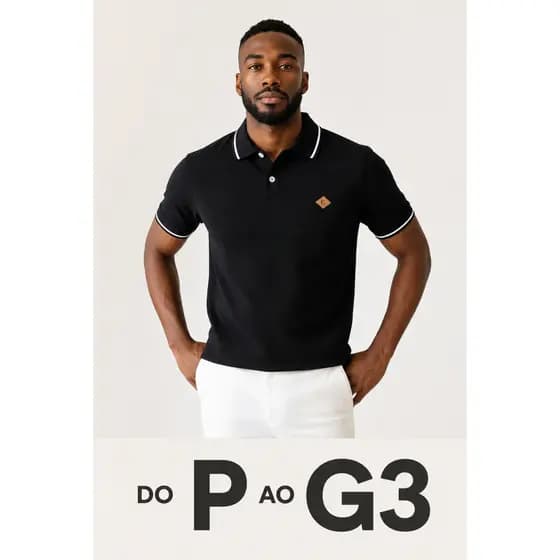 Camisa Polo Masculina 100% Algodão Bordada Manga Curta Casual Básica Trabalho P Ao G3