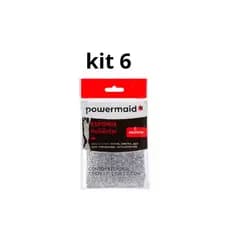 Kit 6 Esponja Poliéster Powermaid Multiuso Limpeza Cozinha Louça Alta Durabilidade