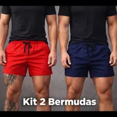 Kit 2 Bermudas Masculina Shorts Tactel Academia Esporte Casual Short Cal莽茫o Treino