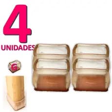 Kit 4 Protetor De Silicone Para Pé De Mesa E Cadeira Anti Risco Ruído Retangular CASTANHO Tam G