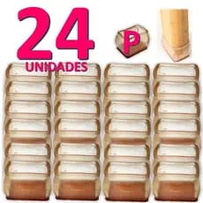 Kit 24 Protetor De Silicone Para Pé De Mesa E Cadeira Anti Risco Ruído CASTANHO Retangular Tam P