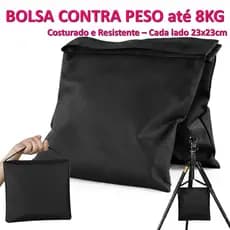 Bolsa Contrapeso Profissional 8kg para Tripé Girafa e Grua - Saco de Areia Reforçado Preto 23x23cm