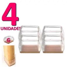 Kit 4 Protetor Silicone Pé Mesa Cadeira Retangular Transparente Proteção Piso Anti Risco Tam: G