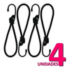 Kit 4 Elásticos 5mm Alça com Gancho Tensionador Prático Resistente Fixação Rápida