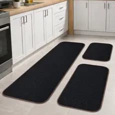 Jogo De Tapete 3 Peças Passadeira Para Cozinha de Crochê Luxo Antiderrapante Decorativo Liso