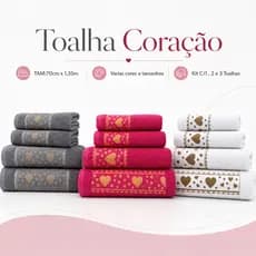 Jogo Toalha de Banho Coração 1 , 2 e 3 Peças 100% Algodão Grossa Felpuda Super Macia Excelente Absorção  Premier Habitat