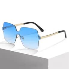 Óculos de Sol Quadrados de Marca de Luxo para Mulheres, Estilo Fashion, Sem Armação, Lentes Gradientes, Óculos de Sol Ca