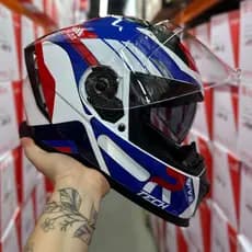 CAPACETE RACE TECH VOLT VISEIRA SOLAR TRACK BRANCO/AZUL + BRINDE EXCLUSIVO DESCONTO