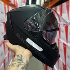 CAPACETE RACE TECH VOLT OCULOS INTERNO MONOCOLOR PRETO FOSCO + VISEIRA CRISTAL + BRINDE EXCLUSIVO PROMOÇÃO