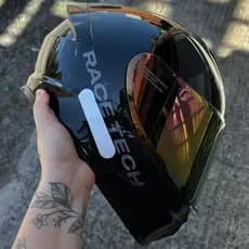 CAPACETE RACETECH OFERTA EXCLUSIVO HIT MONOCOLOR PRETO BRILHO + VISEIRA CAMALEÃO+CRISTAL + SUPER BRIND