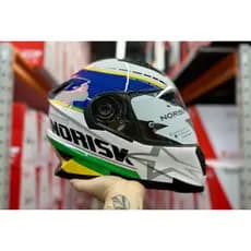 CAPACETE NORISK FF302 GRAND PRIX PAISES BRASIL VERDE AMARELO VISEIRA SOLAR +VISEIRA CRISTAL+ SUPER BRINDE
