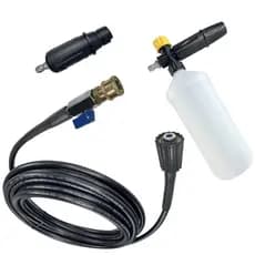 Kit Mangueira Nylon Bico Registro Engate Rápido com Snow Foam Lavadora Karcher compacta/K1 K2 K3 K4 / WL 4000 /