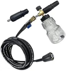 Kit Mangueira c/ Registro Engate Rápido Alta Pressão +Bico Snow Foam p/ Lavadora Karcher k5 Compacta