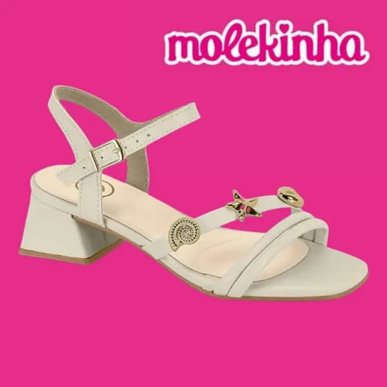 Sandália Molekinha Infantil Salto Bloco Concha e Estrela Luxo | Lançamento ! | Original !