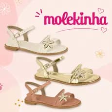 Sandália Molekinha Infantil Rasteira Flor De Pedraria Luxo | Lançamento Original !