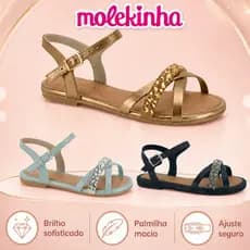 Sandália Molekinha Infantil Brilho Com Strass Pedraria Linda Confortável | Lançamento Original !
