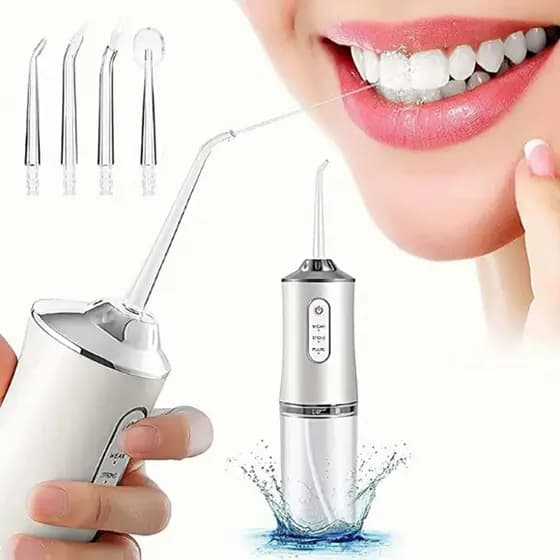 Irrigador Bucal USB Multifuncional 3 em 1 Jato Água Fio Dental Limpador Dentes