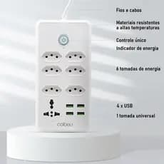 Regua de Tomadas Inteligente com USB Proteção Contra Surto Bivolt