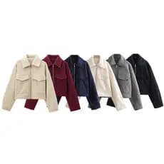 ZA Outono Inverno Novo Estilo Feminino Casaco De Lã Cera Macia 3046273