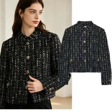 ZA Primavera Novo Produto Feminino Blazer Texturizado com Fio Metálico de Gola Alta 2293650