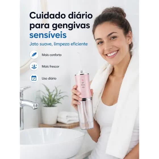Irrigador Dental Portátil Recarregável 230ml, Limpeza Bucal Eficiente e Higiene Oral Prática