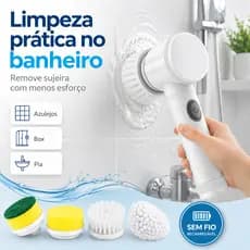 Escova Elétrica de Limpeza 5 em 1 USB Limpador Multiuso para Cozinha, Banheiro e Casa