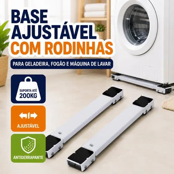 Suporte de Alumínio Ajustável com Rodinhas para Eletrodomésticos até 200kg