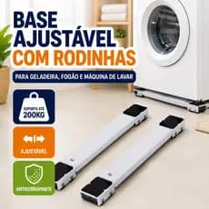 Base com Rodinhas Ajustável para Geladeira, Fogão e Máquina de Lavar, Suporta até 200k