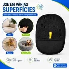 Luva Removedora de Pelos Pet Eletrostática Bidirecional para Cães e Gatos