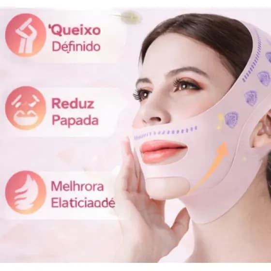 Bandagem Facial Rosa Modeladora para Queixo, Rosto em V e Lifting Facial Reutilizável