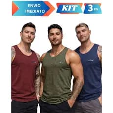 Kit 3 Regata Masculina DRY FIT Tecido Mesclado Academia Treino Camisa Esportiva Premium
