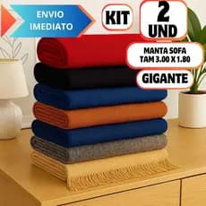 Kit Com 2 Manta De Sofá King Gigante 3,00 x 1,80 Artesanal 100% Algodão Protetor Decoração Qualidade