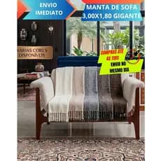 Manta De Sofá Artesanal  Gigante 3,00 x 1,80 100% Algodão  Decoração Prime