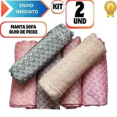Kit 2 Manta Para Sofá Olho De Peixe 2,30 x 1,70M Gigante 100% Algodão Protetor Decoração Qualidade