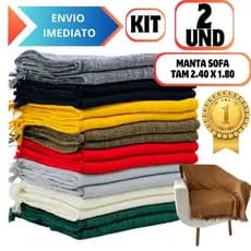 Kit De 2 Mantas Para Sofá 2,40 x 1,80M Gigante 100% Algodão Protetor Decoração Qualidade