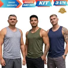 Kit 3 Regata Masculina DRY FIT Tecido Mesclado Academia Treino Camisa Premium Esportiva