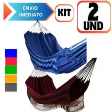 Kit Com 2 Rede Casal ou Solteiro Jeans de Descanso Resistente Grande Algodão Artesanal Domir