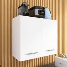 Armário Aéreo Suspenso com 2 Portas Multiuso Branco 60cm