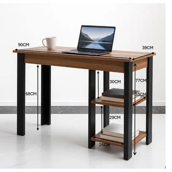 Escrivaninha Industrial com 2 Prateleiras para Organização