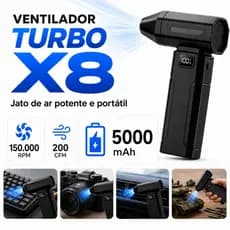 Ventilador Portátil Turbo 150.000 RPM 200 CFM - Recarregável 5000mAh Fibra Carbono
