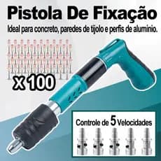 Pistola Finca Pinos Manual De Fixação Aço Concreto Teto Gesso + 100 Pregos Ferramenta Profissional Alta Pressão