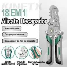 Alicate de Ferro 18 em 1 Dobrável Automático Decapador Crimpador Eletricista Multifuncional