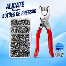 Alicate Aplicador De Botão De Pressão 9mm Kit Com 100 Botões Metálicos Para Costura Artesanato Roupa Bebê
