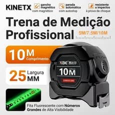 Trena Profissional Fluorescente Auto Trava Aço Carbono Alta Precisão 5m/7.5m/10m Resistente