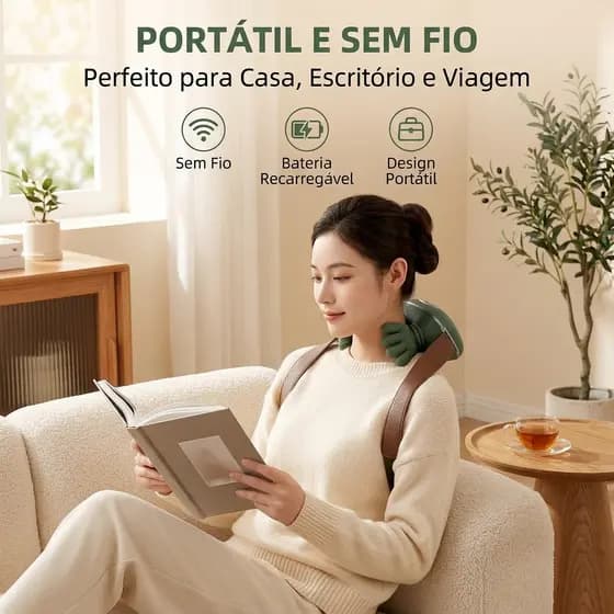 Massegeador de Pescoço 8 Pontos Aquecimento Relaxamento Tensão Ombro Mãos Massagem Alívio